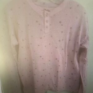 Pink Star Patterned Henley Shirt